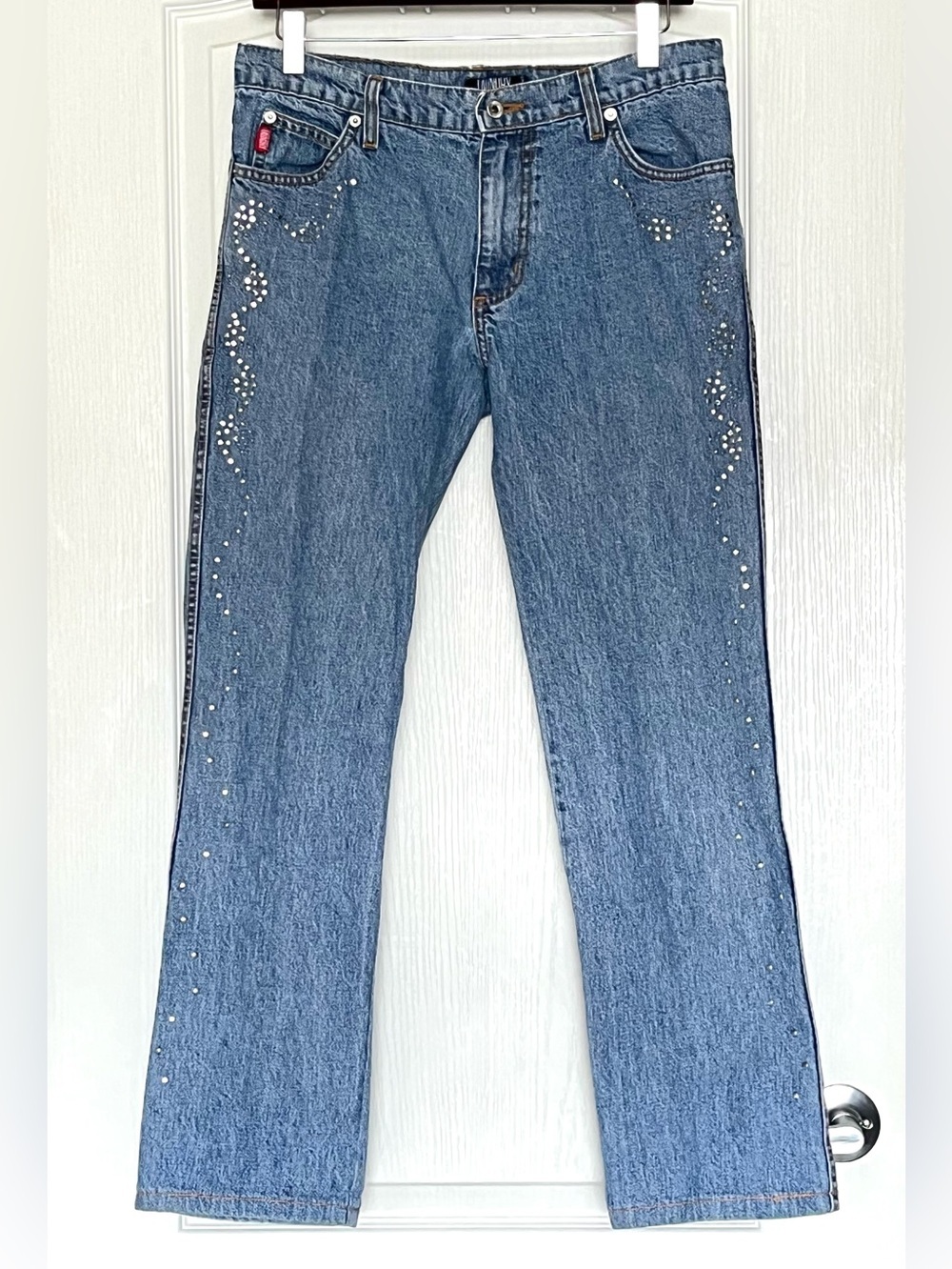 VTG 90s Laundry by Shelli Segal Studded Rhinestone Jeans Compliance Tag Size 10